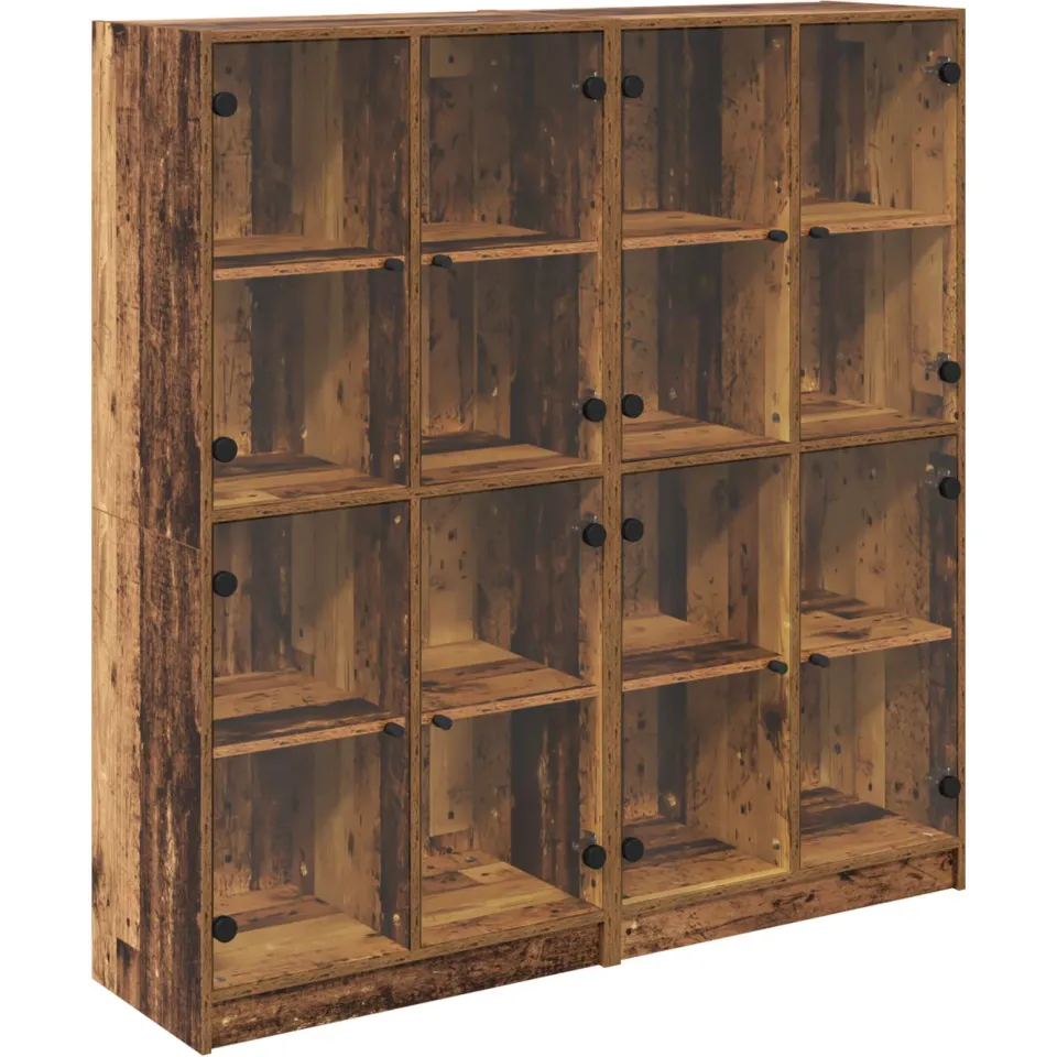 vidaXL Highboard 2 st Oud Hout 68 x 37 x 142 cm Bewerkt hout bruin, foto 3