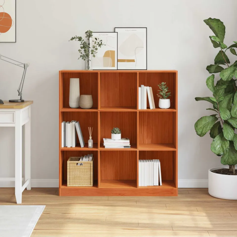 vidaXL Boekenkast Wasbruin 104 x 33 x 110 cm Massief grenenhout bruin, foto 4