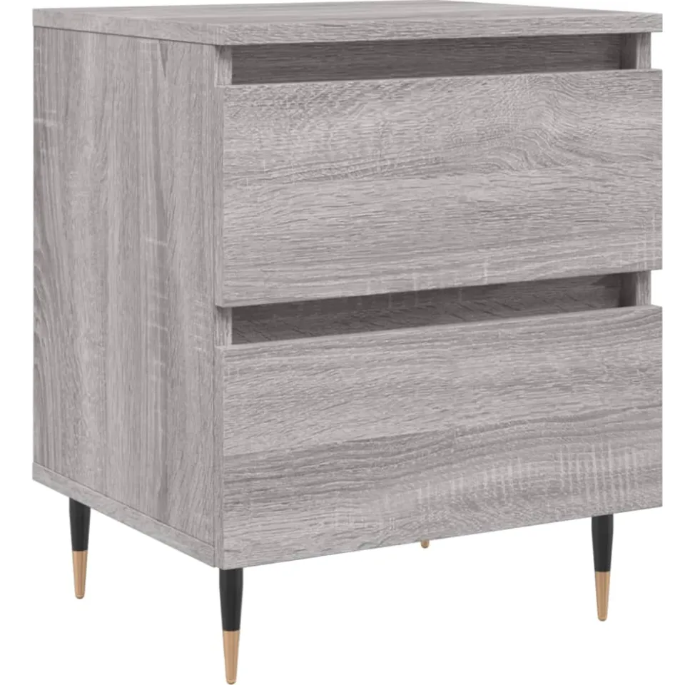 vidaXL Nachtkastje 40x35x50 cm bewerkt hout grijs sonoma eikenkleurig