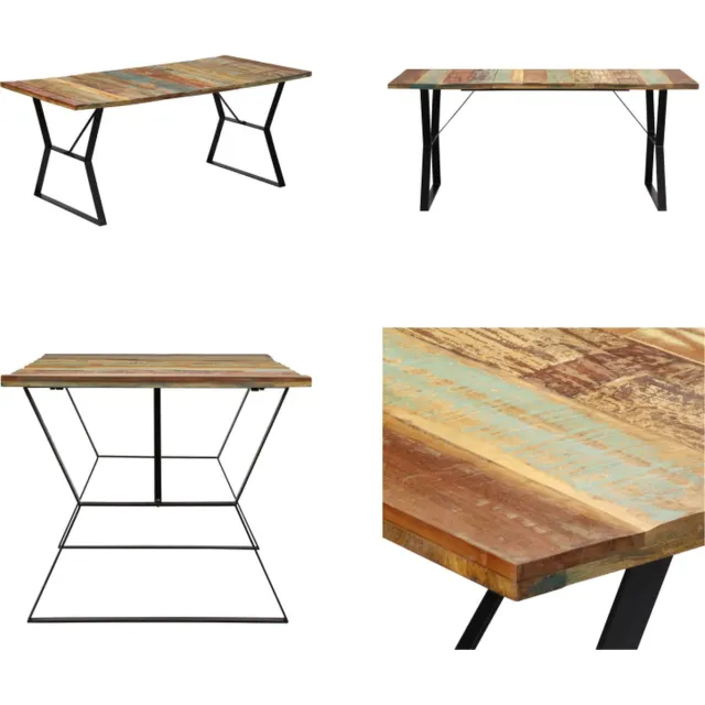 vidaXL Eettafel - 180x90x76 - cm - massief - gerecycled - hout Multikleur