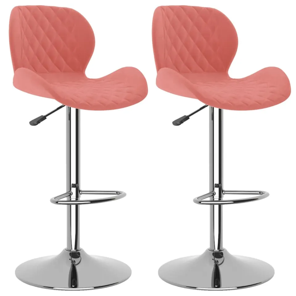 vidaXL Barkrukken 2 st fluweel roze, foto 3