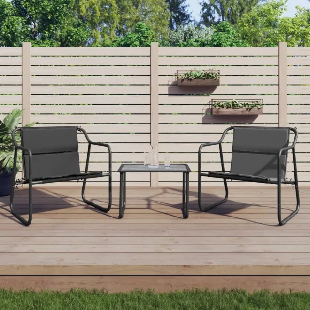 vidaXL 3-delige Loungeset met kussens staal antracietkleurig, foto 2