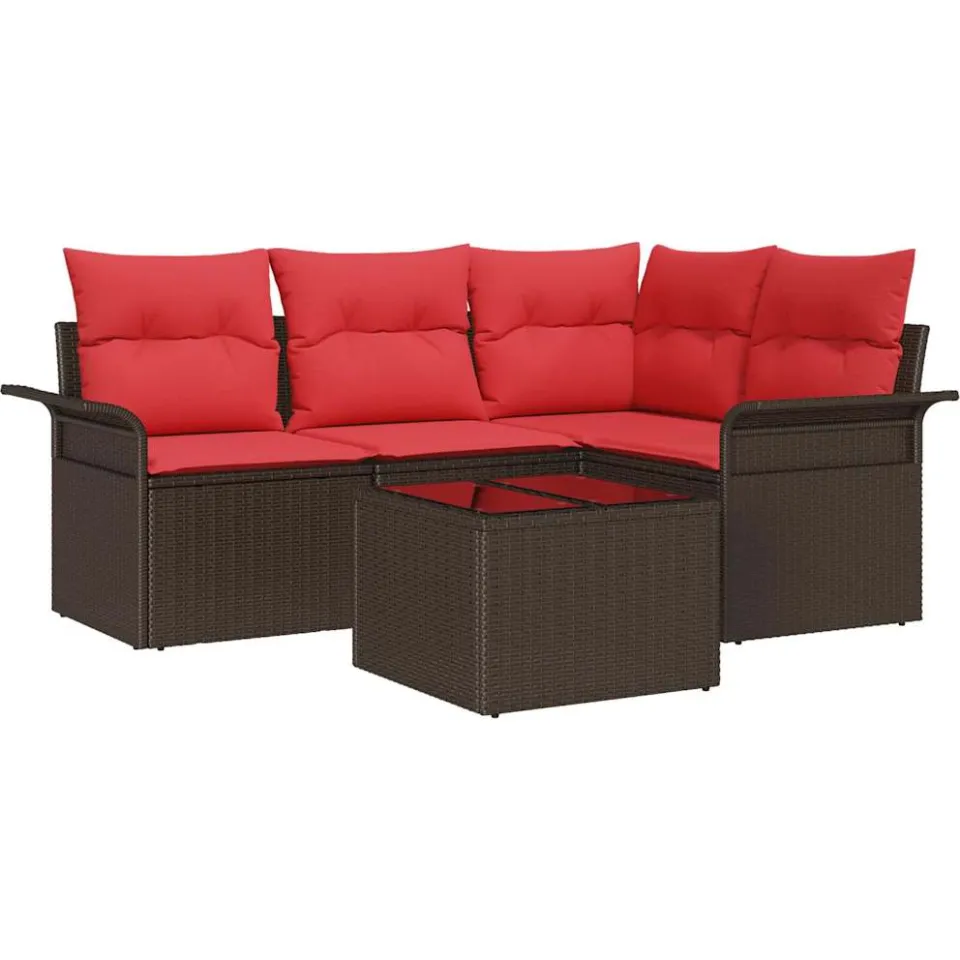 vidaXL Tuin Sofa Set 5 st Bruin poly rattan