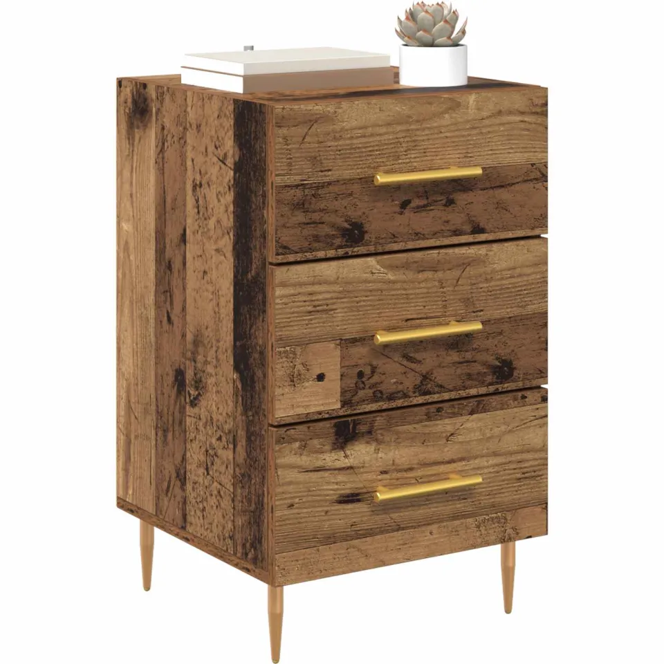 vidaXL Nachtkastje Oudhout 40 x 40 x 66 cm Bewerkt hout Bruin