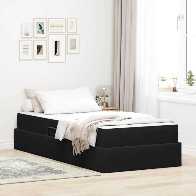 vidaXL Opbergbed met matras met opslag Zwart 100 x 200 cm Fluweel