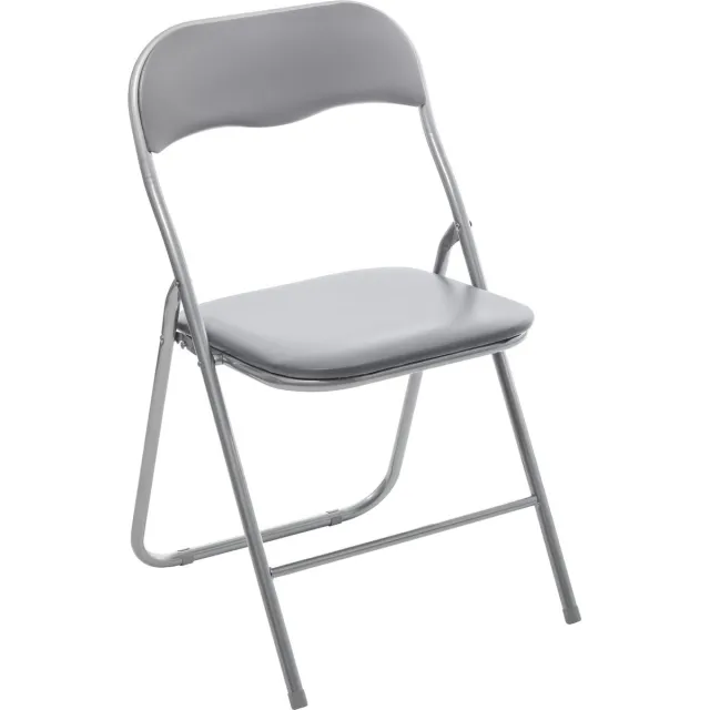 5Five® 5Five Klapstoel met pvc zitting - grijs - 44 x 48 x 79 cm - metaal - Bijzet stoelen - Inklapbaar