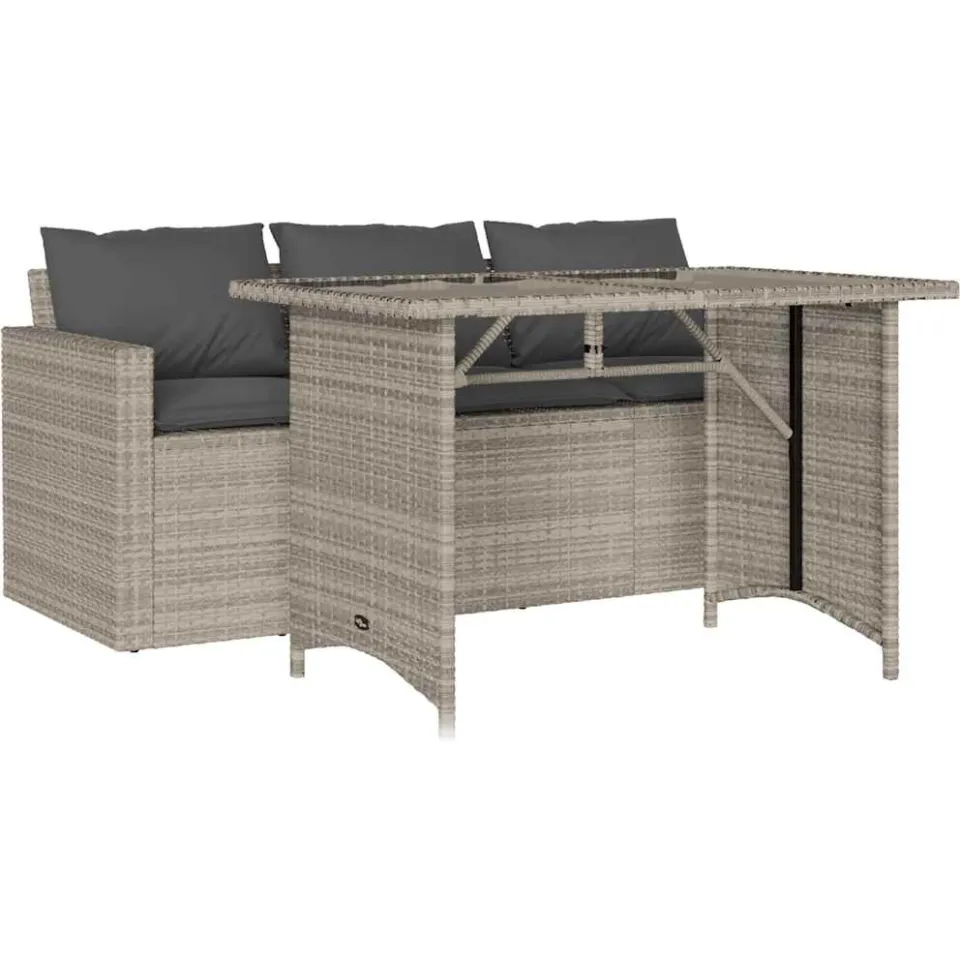 vidaXL 2-delige Tuinset met kussens poly rattan lichtgrijs grijs, foto 3