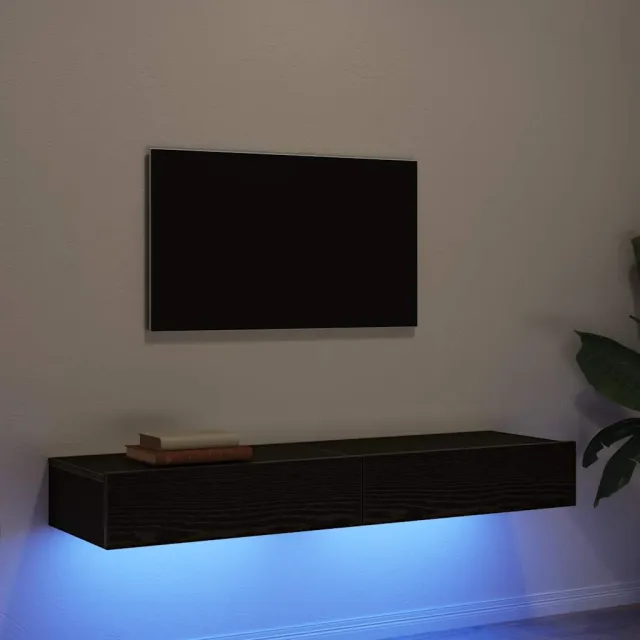 vidaXL Tv-meubels met LED-verlichting 2 st 60x35x15,5 cm zwart eikenkleurig, foto 2