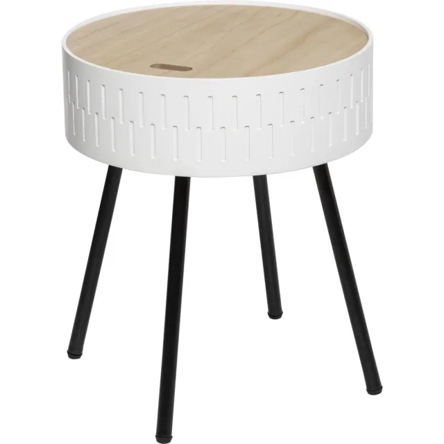 Atmosphera Scandinavische bijzettafel wit met opbergruimte - Dia 38.5 Hoogte 45.5 - salontafel Zwart