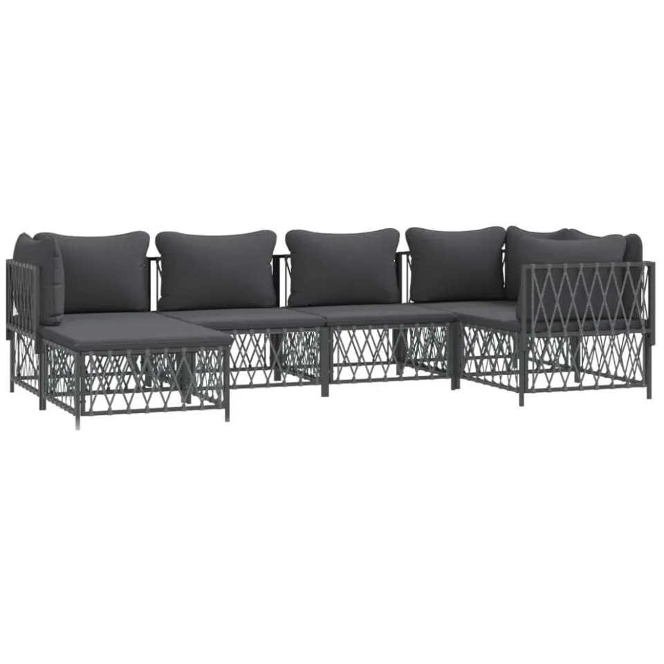 vidaXL 6-delige Loungeset met kussens staal antracietkleurig Anthraciet