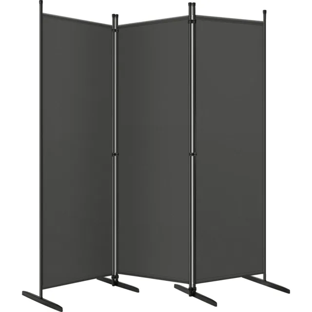 Whoopr® Opvouwbare Scherm Kamer Scheidingswand met 3 Panelen - Kamerscherm - Ruimte Verdeler - Vrijstaande Privacy Partitie voor Binnen, Buitentuin, Balkon, Patio - 167 x 177 cm Antraciet