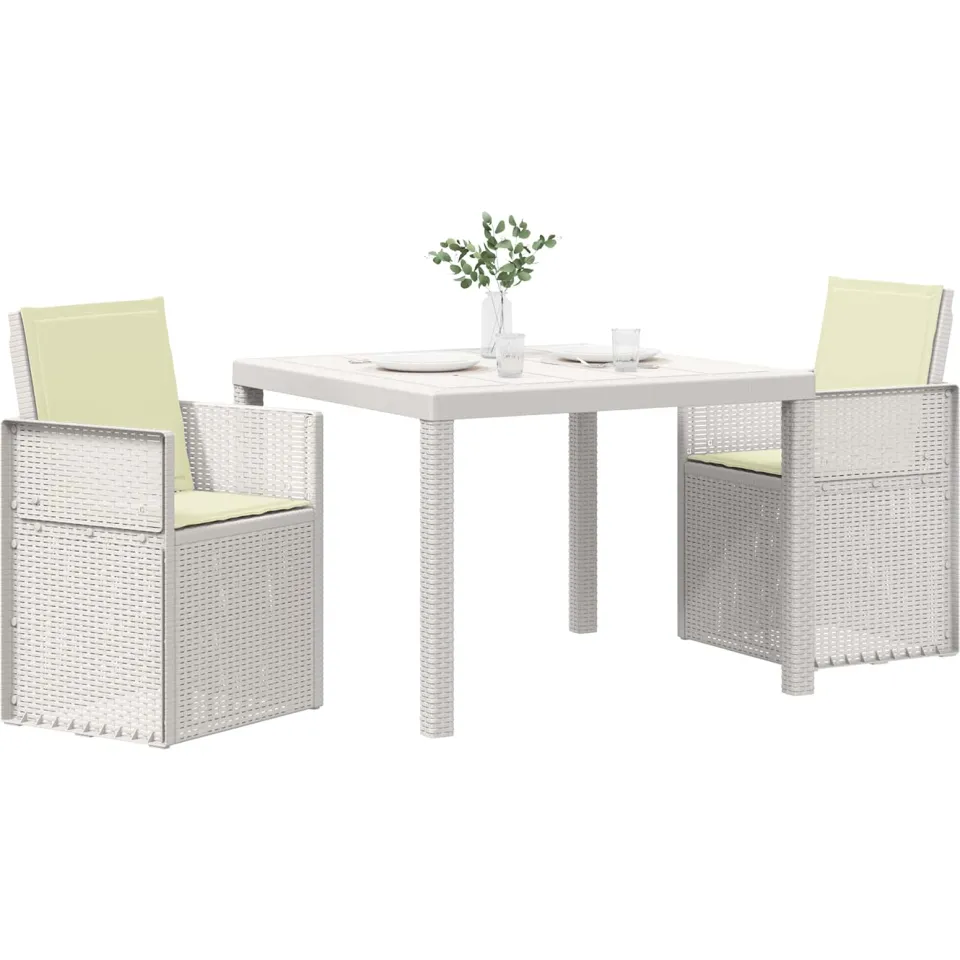 vidaXL Tuin eettafelset 3 st Wit en crèmekleurig PP