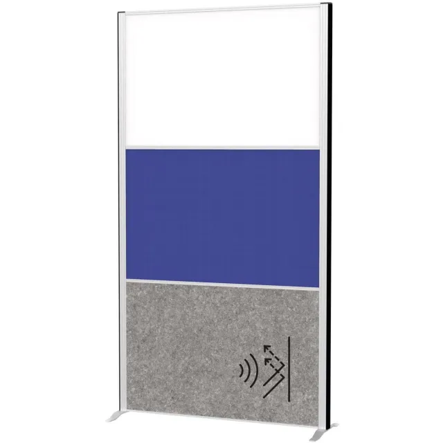 Maul MAULconnecto scheidingswand 100 x 182 cm - akoestisch - standvoet - zilver - 1 stuk - MAUL zilver|wit|blauw|Donkergrijs