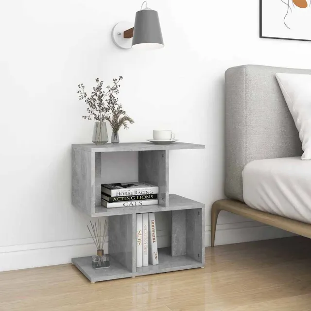 vidaXL Nachtkastjes 2 st 50x30x51,5 cm bewerkt hout betongrijs grijs, foto 2