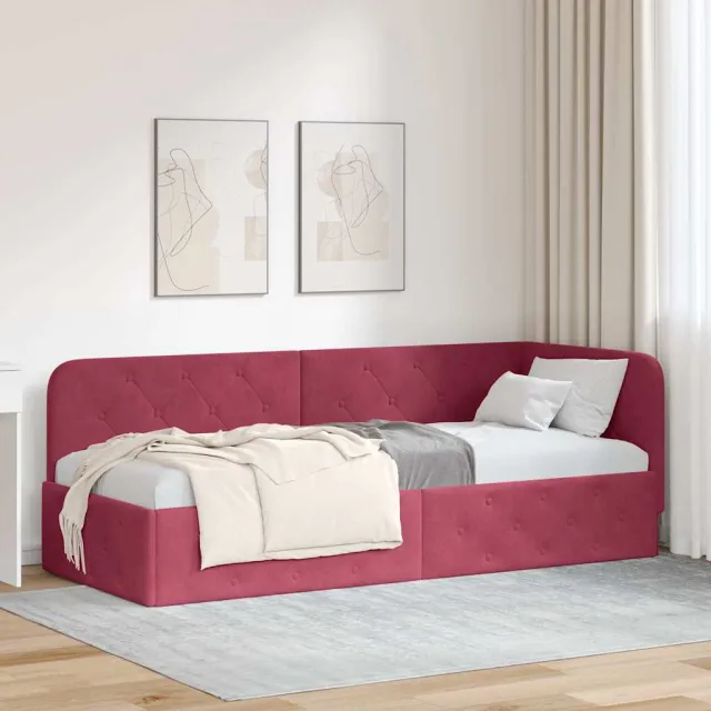 vidaXL Hoekbedframe Wijnrood 80 x 200 cm fluweel