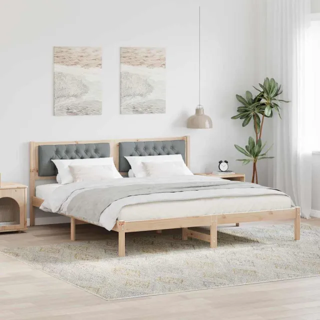 vidaXL Bedframe Lichtgrijs 160 x 200 cm Massief grenenhout Bruin