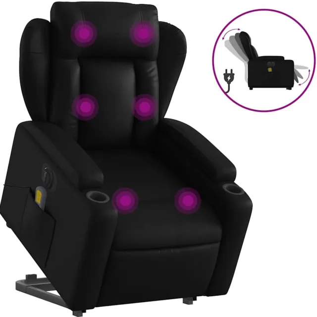 vidaXL Sta-op-massagestoel - elektrisch - kunstleer - zwart