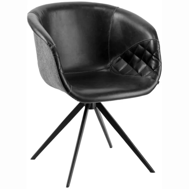 Vega Stoel met armleuning Yankee; 61x60x80 cm (BxDxH); zitting zwart/lichtgrijs, frame zwart