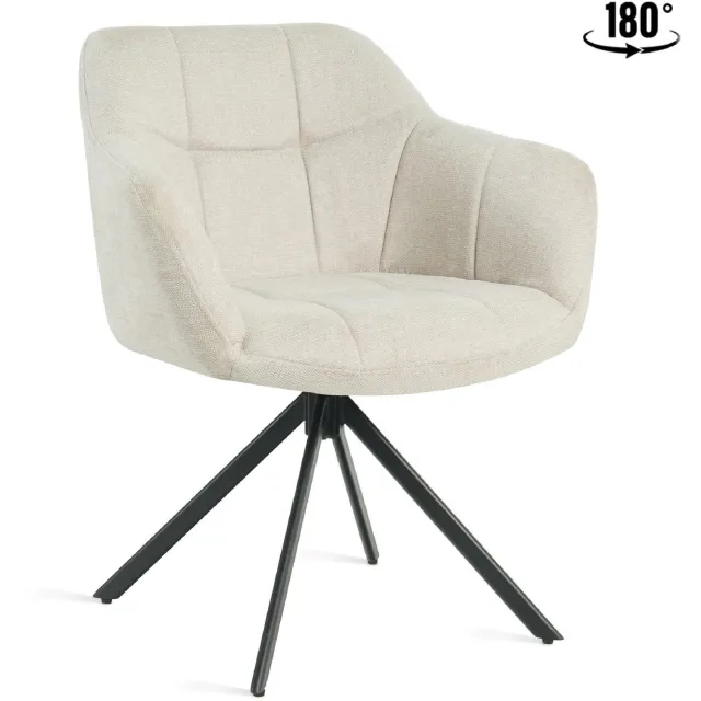 Nest of Nora Draaibare eetkamerstoel Lune - Linnen bekleding - Beige - Scandinavisch design