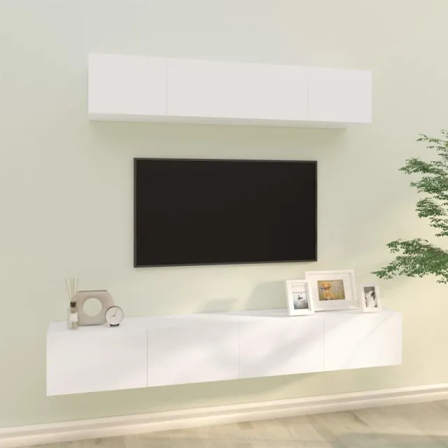 vidaXL 4-delige Tv-meubelset bewerkt hout wit, foto 2