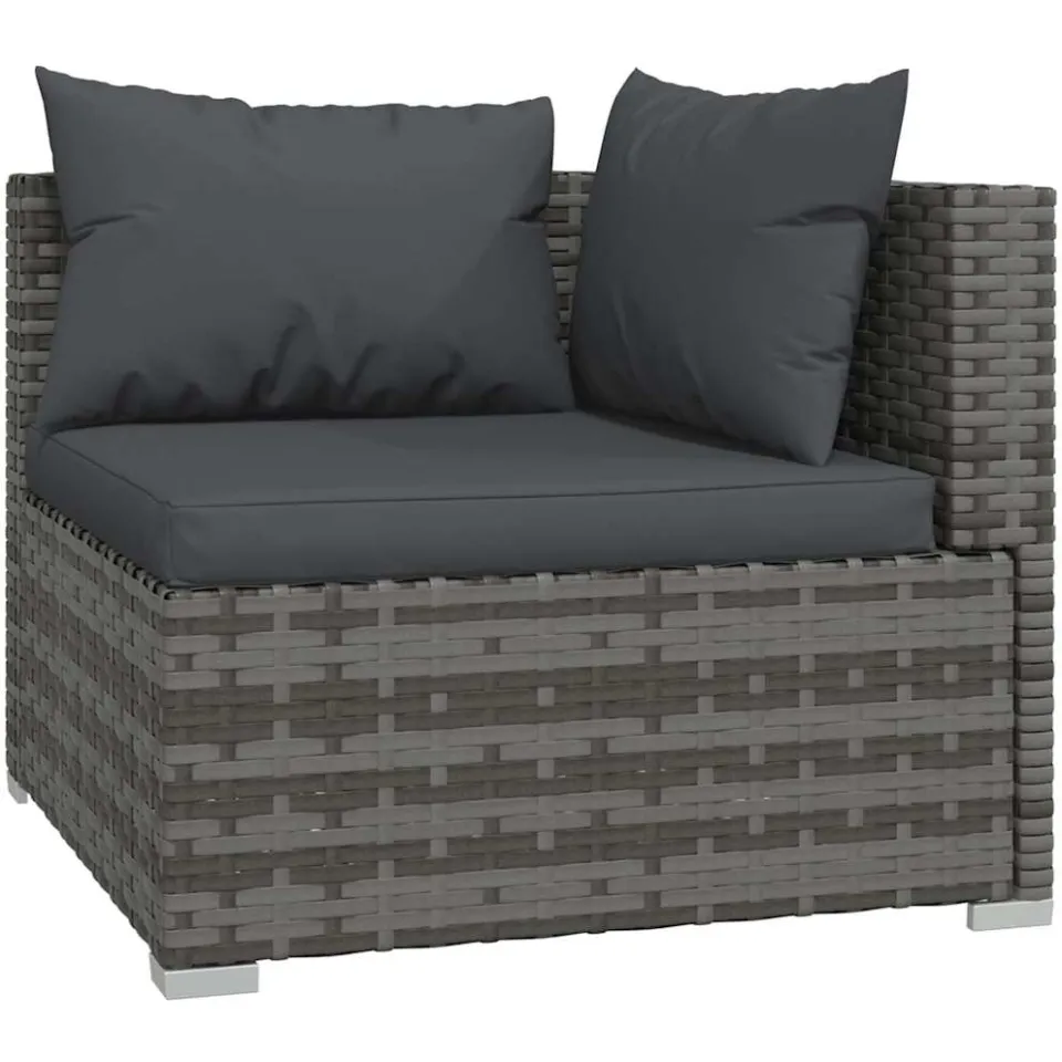 vidaXL 7-delige Loungeset met kussens poly rattan grijs, foto 4