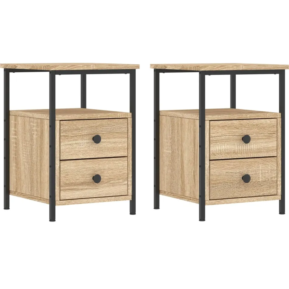 vidaXL Nachtkastjes 2 st 34x35,5x50 cm sonoma eikenkleurig, foto 3