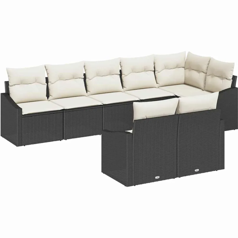 vidaXL Bankstel 8 st Zwart poly rattan