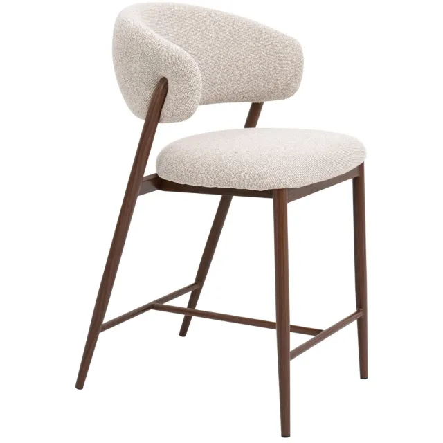 DÉJA Living Barstoel Skive - Zand/Walnoot - Zithoogte 67cm - Set van 2