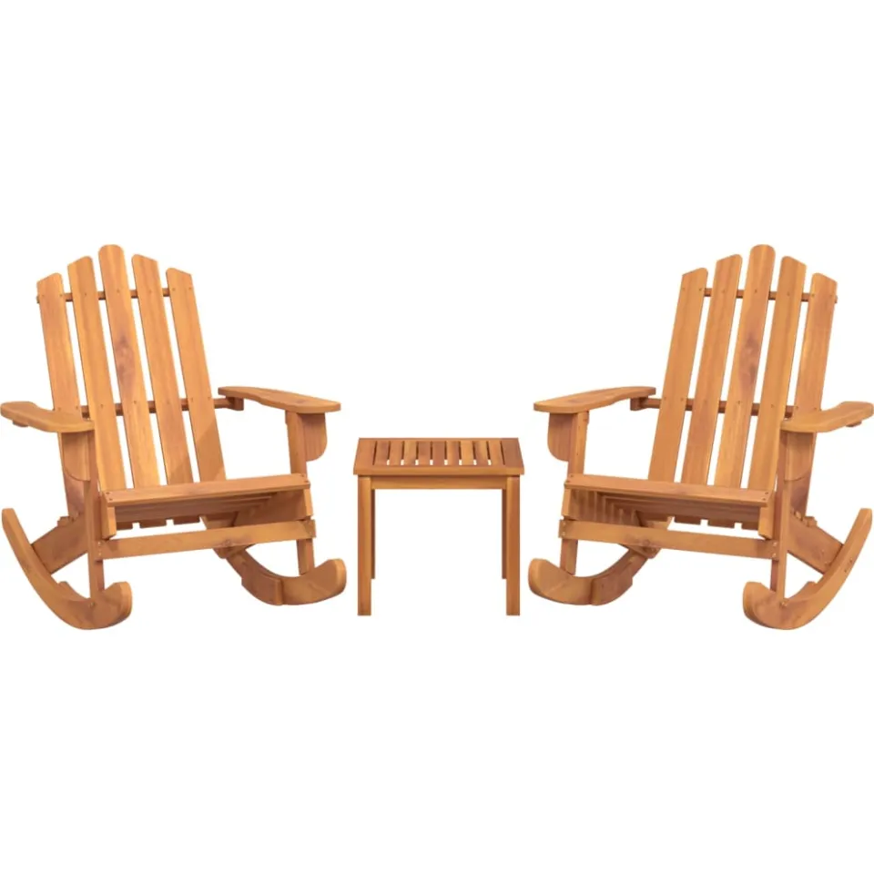 vidaXL 3-delige Loungeset Adirondack massief acaciahout Bruin