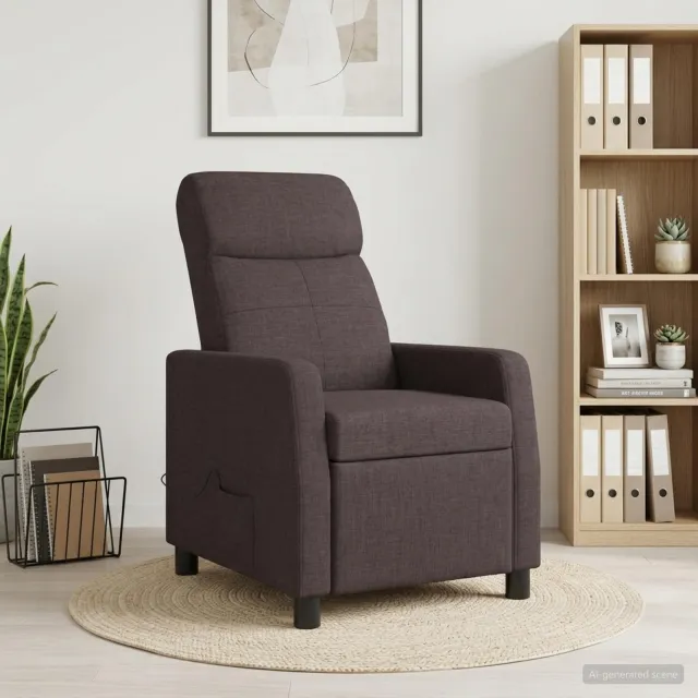vidaXL Massage Recliner Donkerbruin Stof