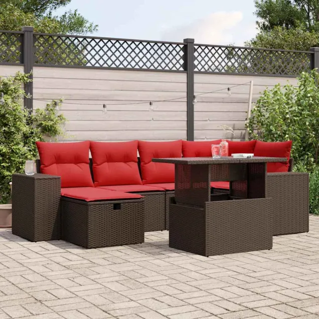 vidaXL 7-delige tuinbankset met kussens, bruin polyrotan, foto 2