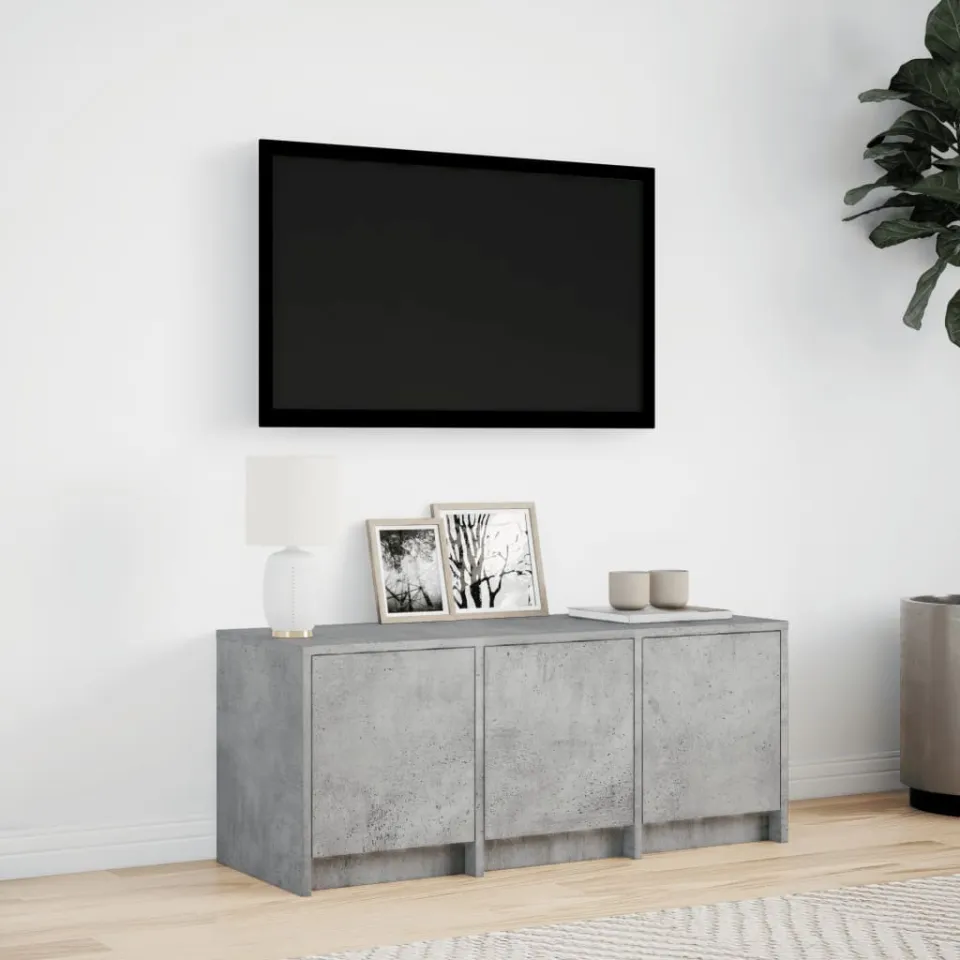 vidaXL Tv-meubel met LED 97x34x40 cm bewerkt hout betongrijs grijs, foto 3