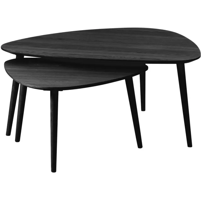 Hygge Interiors Salontafel Driehoekig Zwart - Eikenhout - Set van 2 - House Nordic