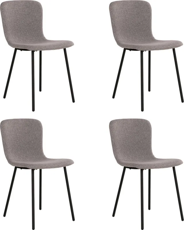 QUVIO Grijze eetkamerstoelen Logan - Eetkamerstoel - Eetstoel grijs - Eetkamer stoelen - Polyester - Staal - Lichtgrijs - Set van 4