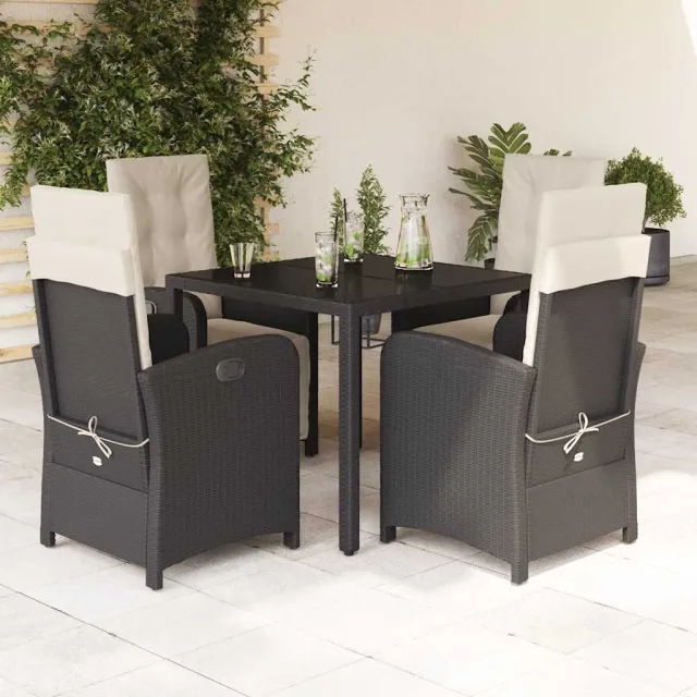 vidaXL 5-delige Tuinset met kussens poly rattan zwart, foto 2
