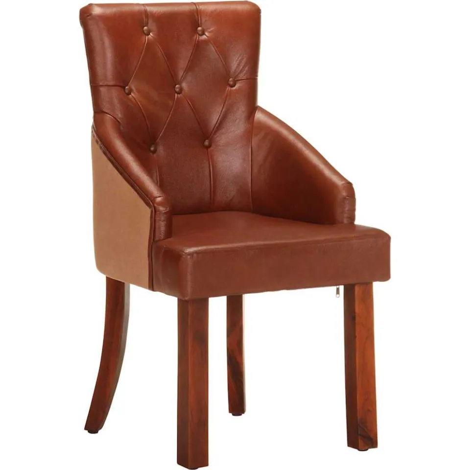 vidaXL Eetkamerstoelen 2 st echt geitenleer bruin