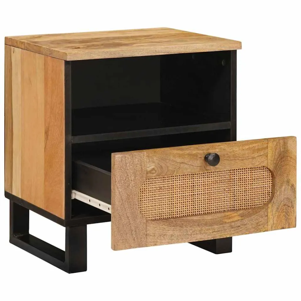 vidaXL Nachtkastje met lade Naturel 40 x 33 x 46 cm Massief Mango Hout, foto 2