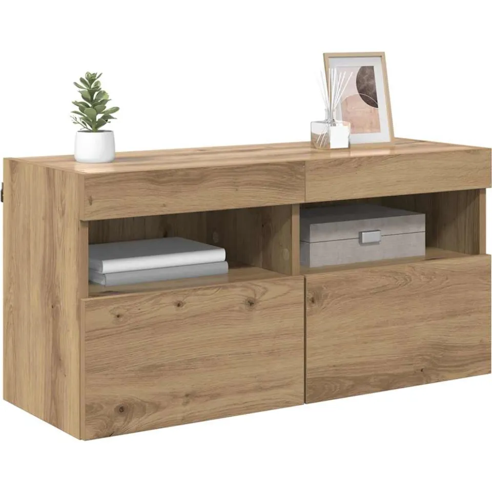 vidaXL TV Wandkast 80 x 30 x 40 cm Artisan Eiken Bewerkt hout Bruin