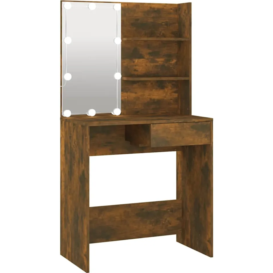 vidaXL Kaptafel met LED-verlichting 74,5x40x141 cm gerookt eikenkleur Bruin