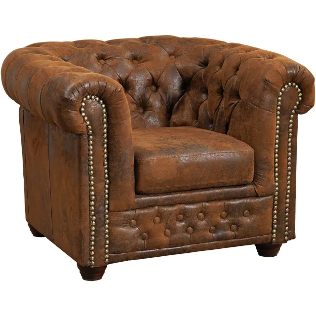 MASSIVMOEBEL24 .DE zetel CHESTERFIELD bruin 100% polyester 94 x 72 x 86 cm
