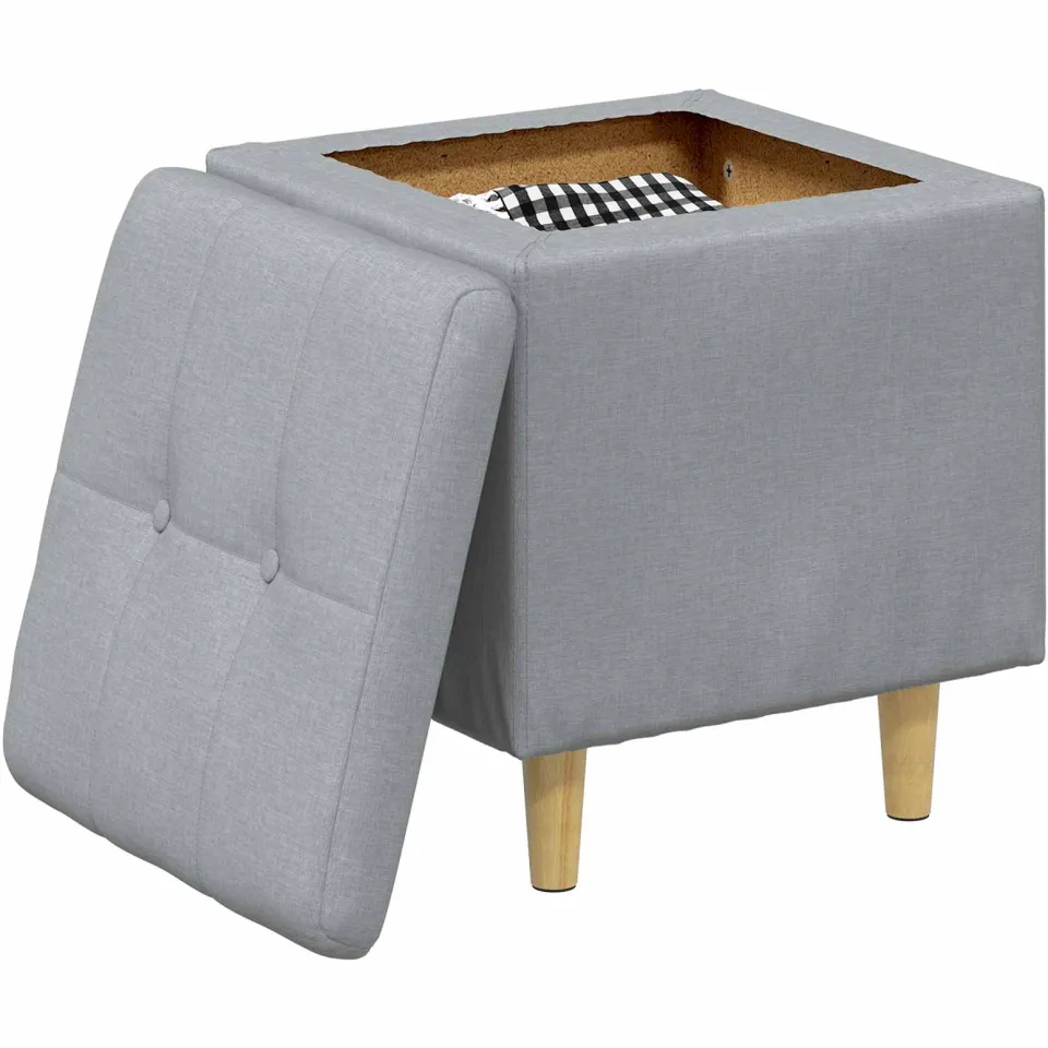 vidaXL Ottoman met Opbergruimte Lichtgrijs 40 x 40 x 45 cm Stof
