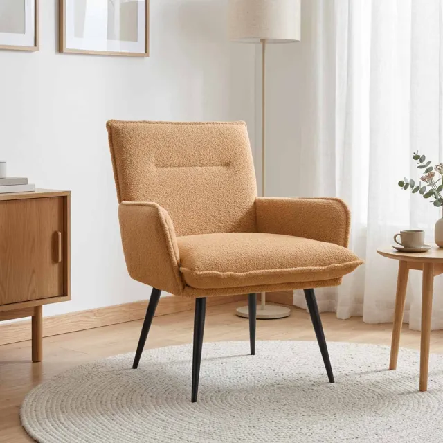 vidaXL Fauteuil Beige Bouclé