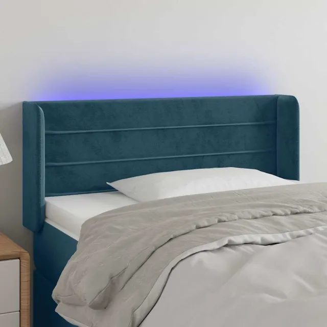 vidaXL Hoofdbord LED 83x16x78/88 cm fluweel donkergroen blauw