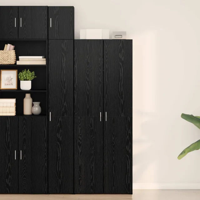 vidaXL Hoge kast Zwart Eiken 70 x 42,5 x 185 cm