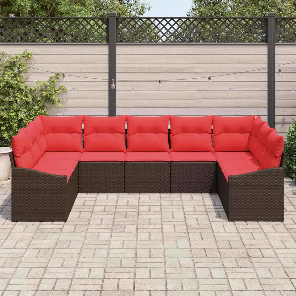 vidaXL Bankstel 9 st Bruin poly rattan, foto 3
