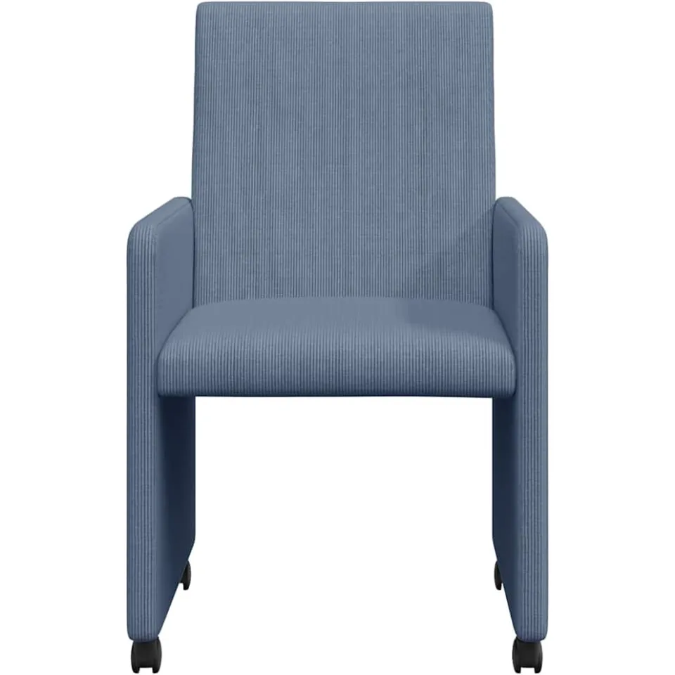 vidaXL Eetkamerstoelen met Wieltjes 2 st Katoenen stof Blauw, foto 4