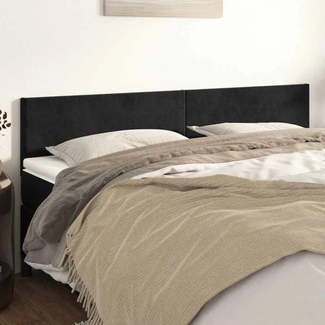 vidaXL Hoofdborden 200x5x78/88 cm fluweel zwart