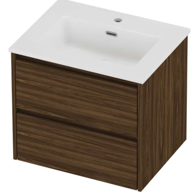 Proline Tribute Badmeubelset Porselein Elegant 1 Gat 60x46x54 cm Glans Wit Cabana Oak Eiken
