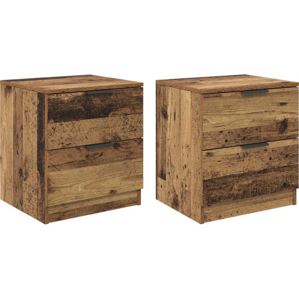 vidaXL Nachtkastje 2 st Oudhout 45 x 39 x 50cm Bewerkt hout bruin, foto 3