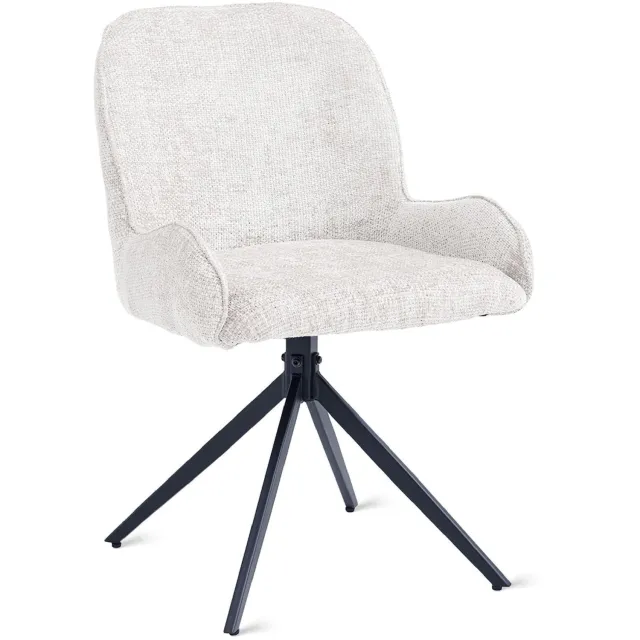 Nest of Nora Set van 2 - Nest of Nora Gestoffeerde design eetkamerstoelen Olli - Ivoor Gebroken wit